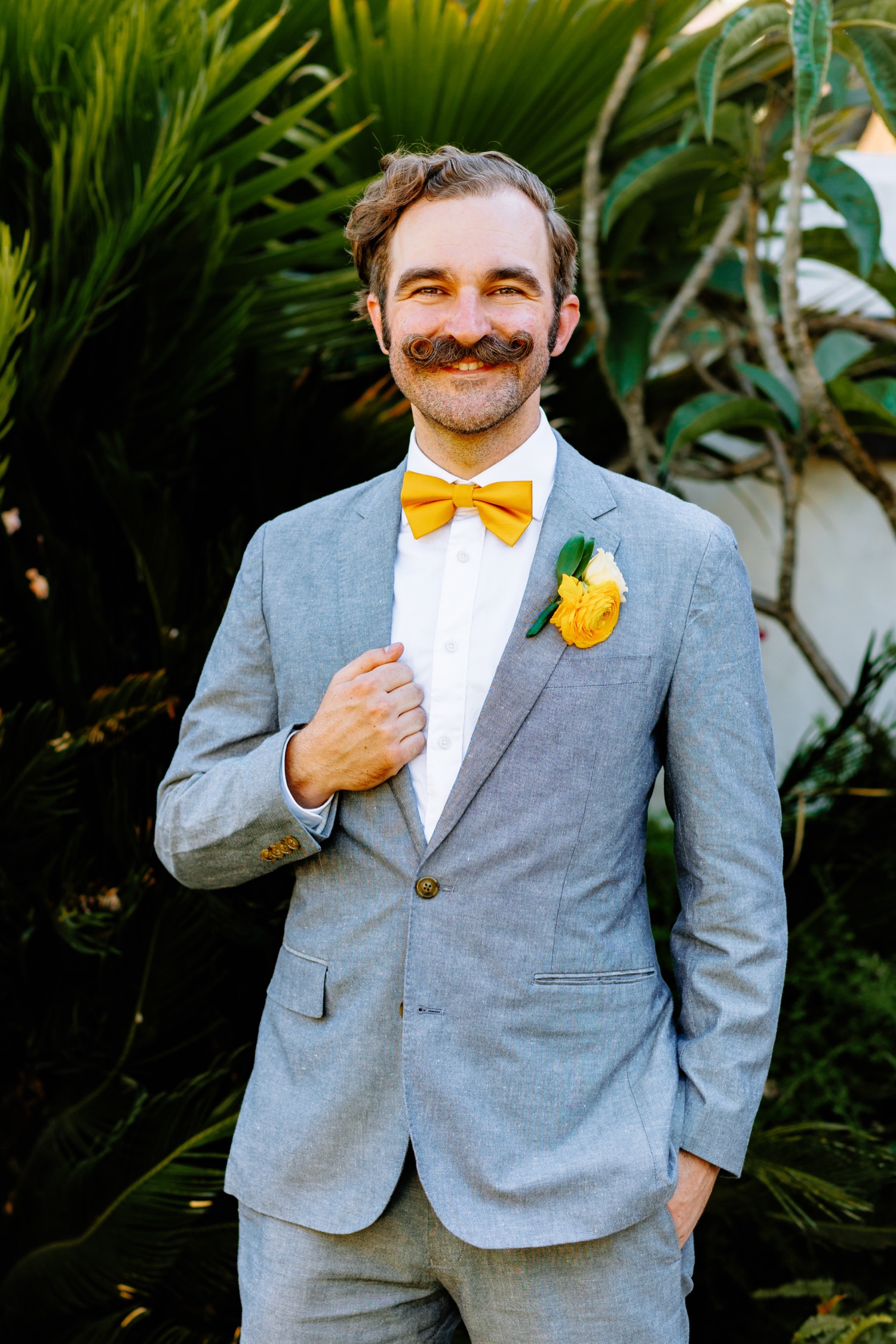 groom with mustache