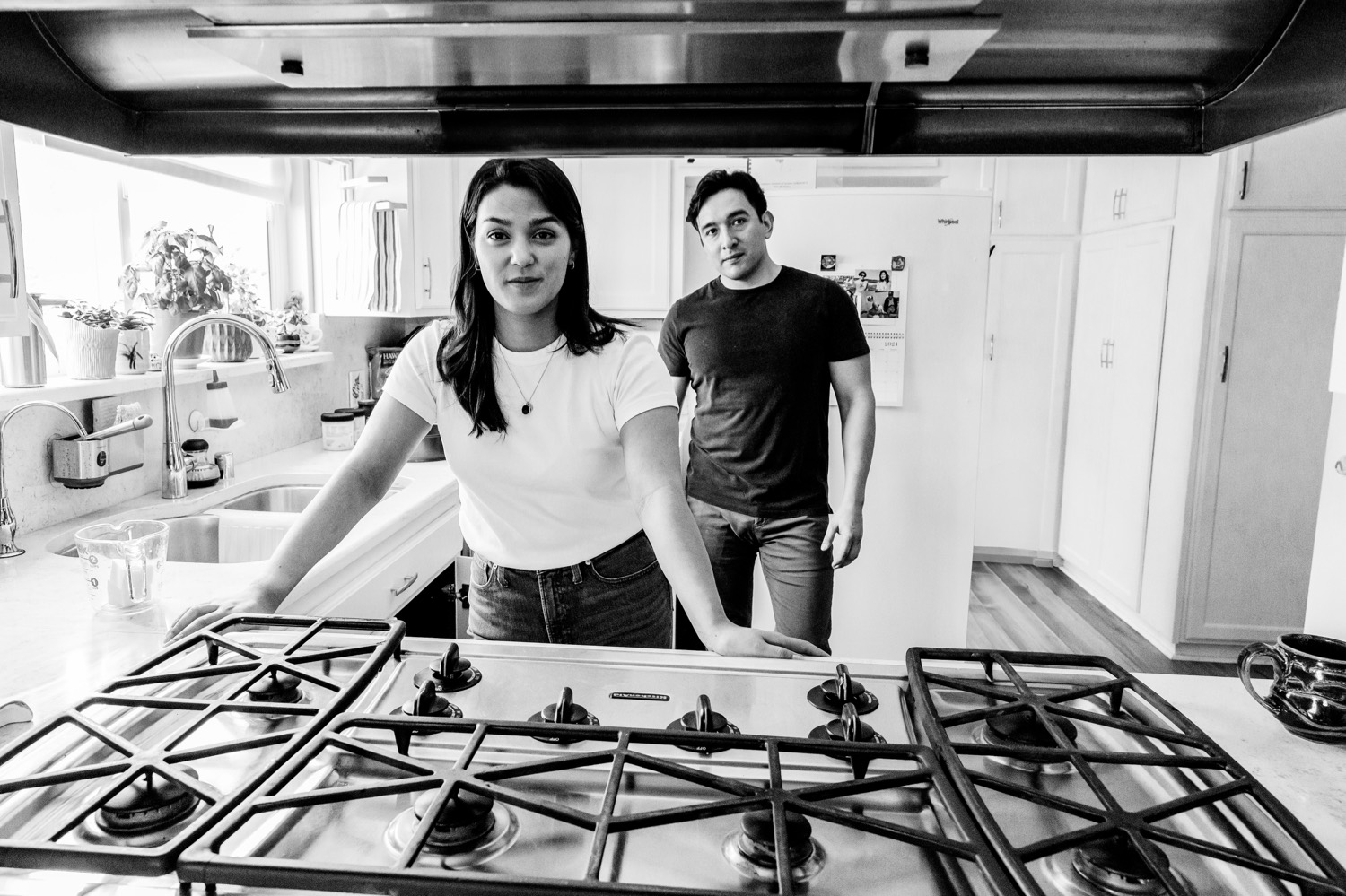 engagement photos in the kitchen; lifestyle photography