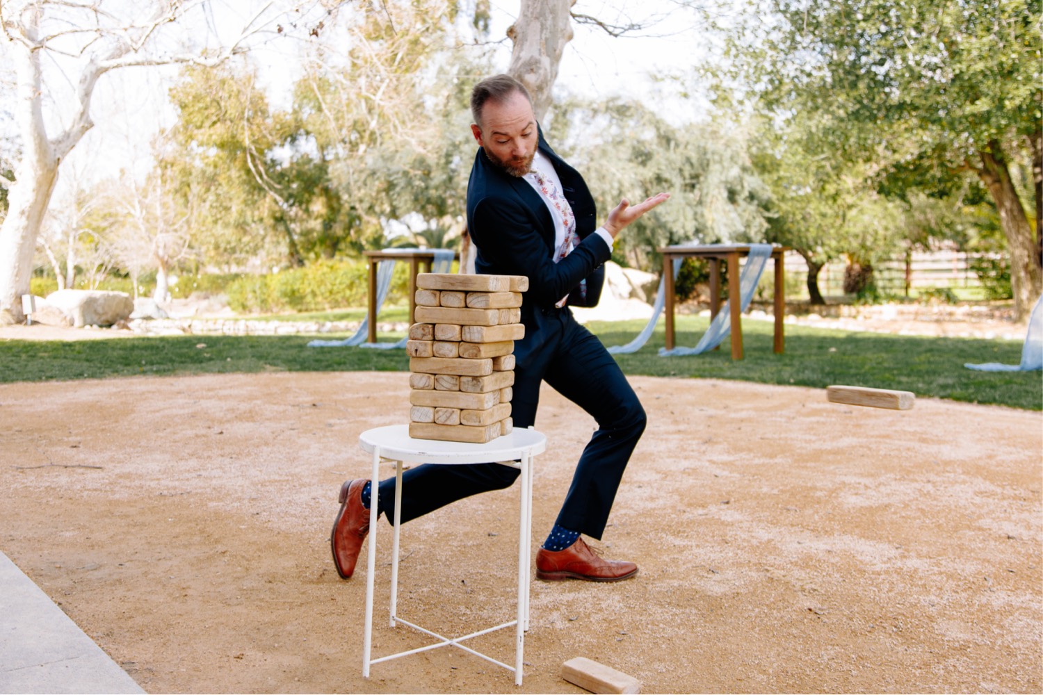 wedding reception ideas; Jenga at wedding