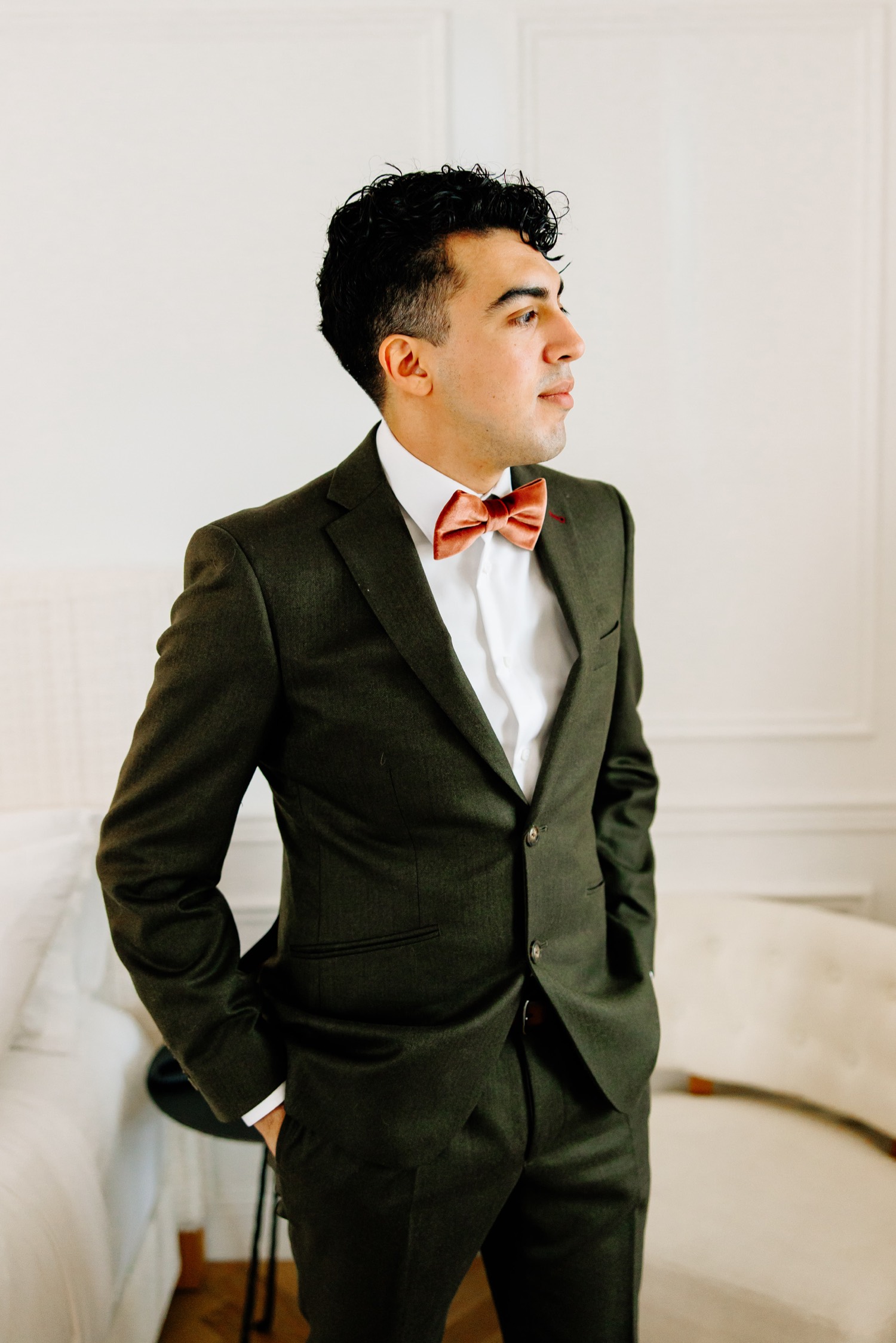 green suit for groom