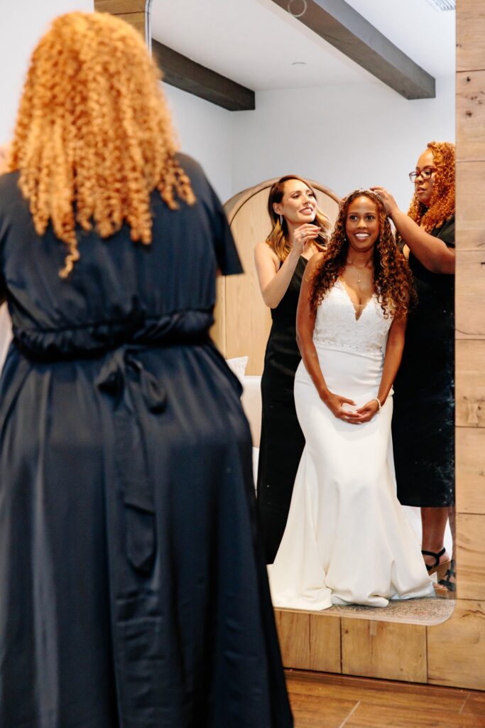Bride getting ready for fall wedding in Southern California